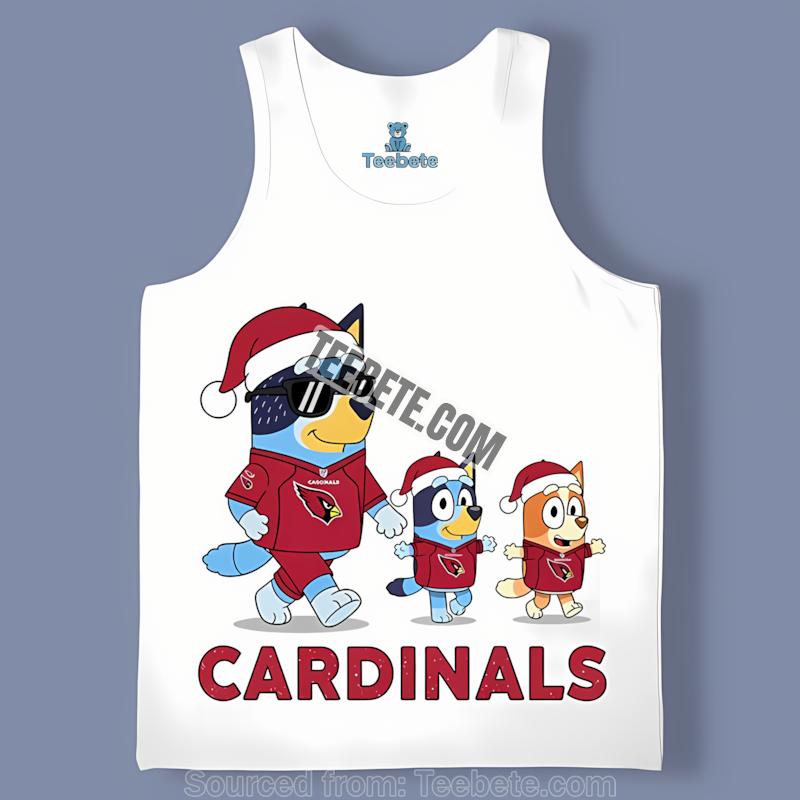 Arizona Cardinals Bluey Family Santa Hat Christmas Parade Shirt