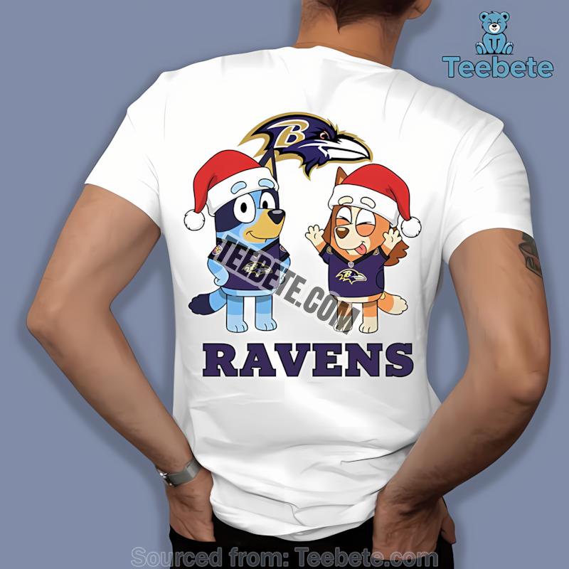 Baltimore Ravens Bluey And Bingo Christmas Shirt