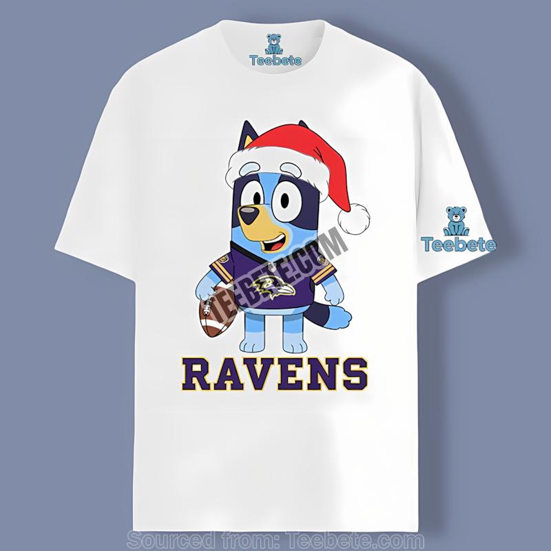 Baltimore Ravens Bluey Christmas Santa Hat Shirt