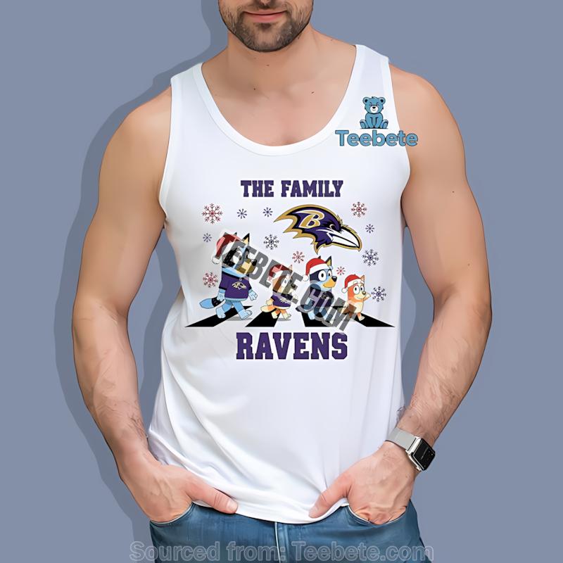 Baltimore Ravens Bluey Family Christmas Snowflake Shirt