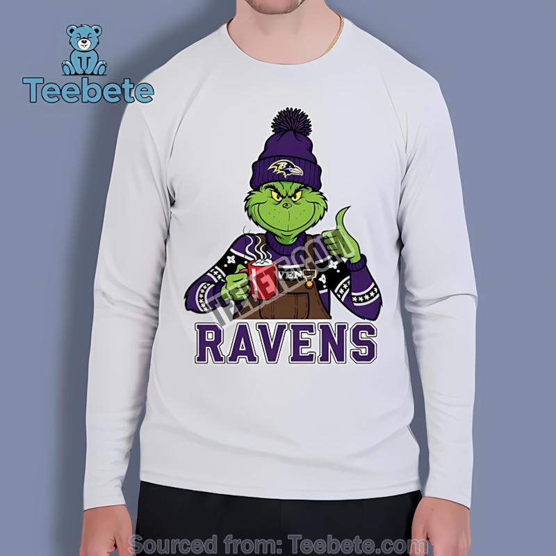 Baltimore Ravens The Grinch Winter Hot Cocoa Holiday Long Sleeve Baltimore Ravens The Grinch Winter Hot Cocoa Holiday Long Sleeve