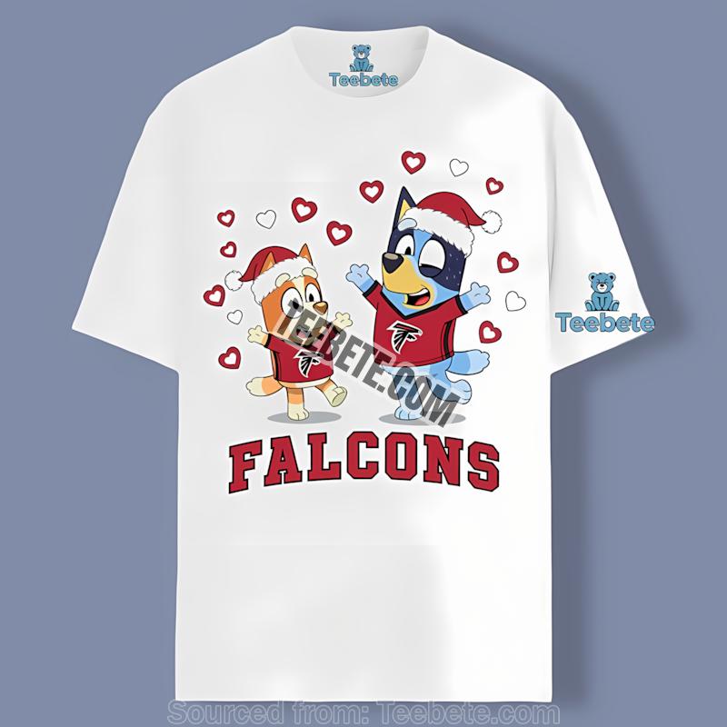 Bluey Bingo Dancing Christmas Atlanta Falcons Graphic Tshirt