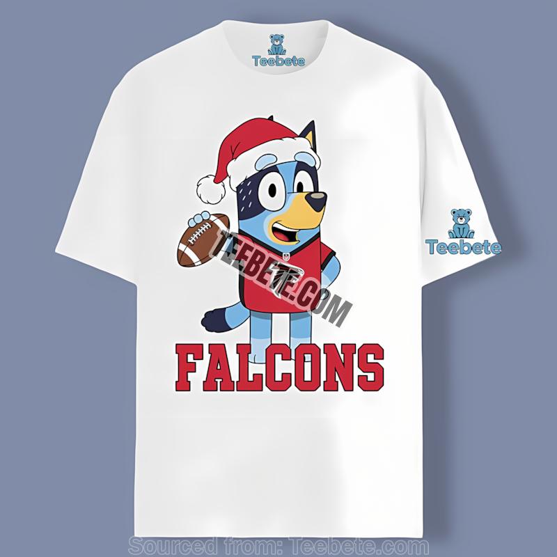 Bluey Christmas Santa Hat Atlanta Falcons Funny Tshirt