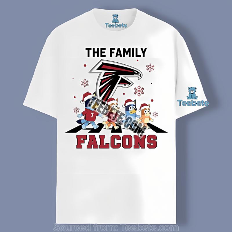 Bluey Family Christmas Snowflake Atlanta Falcons Adult Tshirt