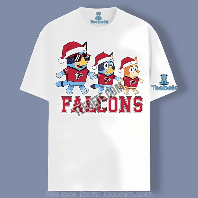Bluey Family Santa Hat Christmas Parade Atlanta Falcons Tshirt