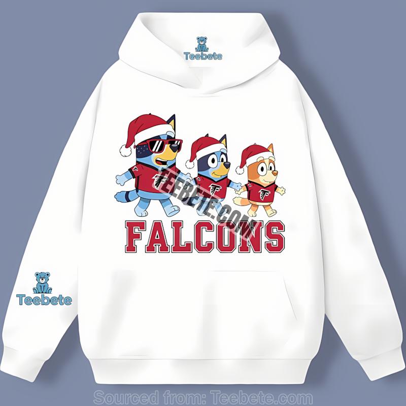 Bluey Family Santa Hat Christmas Parade Atlanta Falcons Hoodie Bluey Family Santa Hat Christmas Parade Atlanta Falcons Hoodie