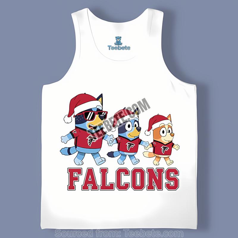 Bluey Family Santa Hat Christmas Parade Atlanta Falcons Tanktop Bluey Family Santa Hat Christmas Parade Atlanta Falcons Tanktop
