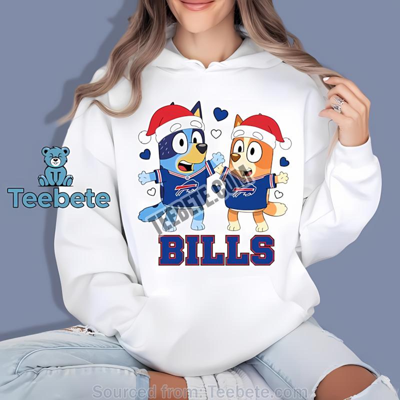 Buffalo Bills Bluey And Bingo Christmas Dancing Hoodie Buffalo Bills Bluey And Bingo Christmas Dancing Hoodie