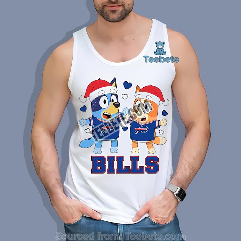 Buffalo Bills Bluey And Bingo Christmas Dancing Tanktop Buffalo Bills Bluey And Bingo Christmas Dancing Tanktop