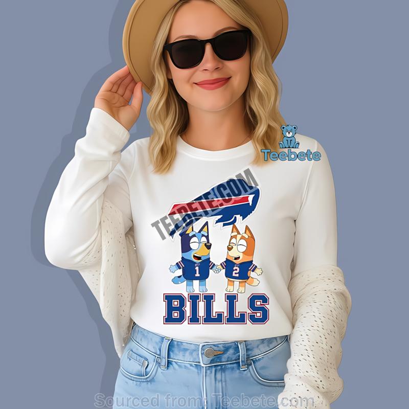 Buffalo Bills Bluey And Bingo Holding Hands Long Sleeve Buffalo Bills Bluey And Bingo Holding Hands Long Sleeve