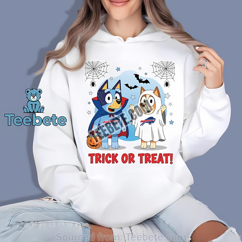 Buffalo Bills Bluey Bingo Trick Or Treat Halloween Hoodie Buffalo Bills Bluey Bingo Trick Or Treat Halloween Hoodie