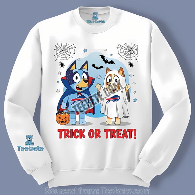 Buffalo Bills Bluey Bingo Trick Or Treat Halloween Long Sleeve Buffalo Bills Bluey Bingo Trick Or Treat Halloween Long Sleeve