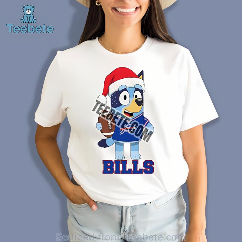 Buffalo Bills Bluey Christmas Santa Hat Shirt