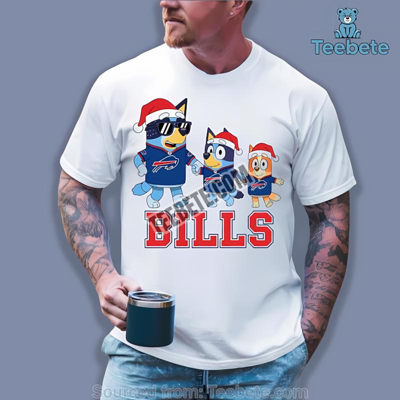 Buffalo Bills Bluey Family Santa Hat Christmas Parade Shirt