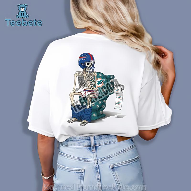 Buffalo Bills Skeleton Toilet Miami Dolphins Rivalry Shirt