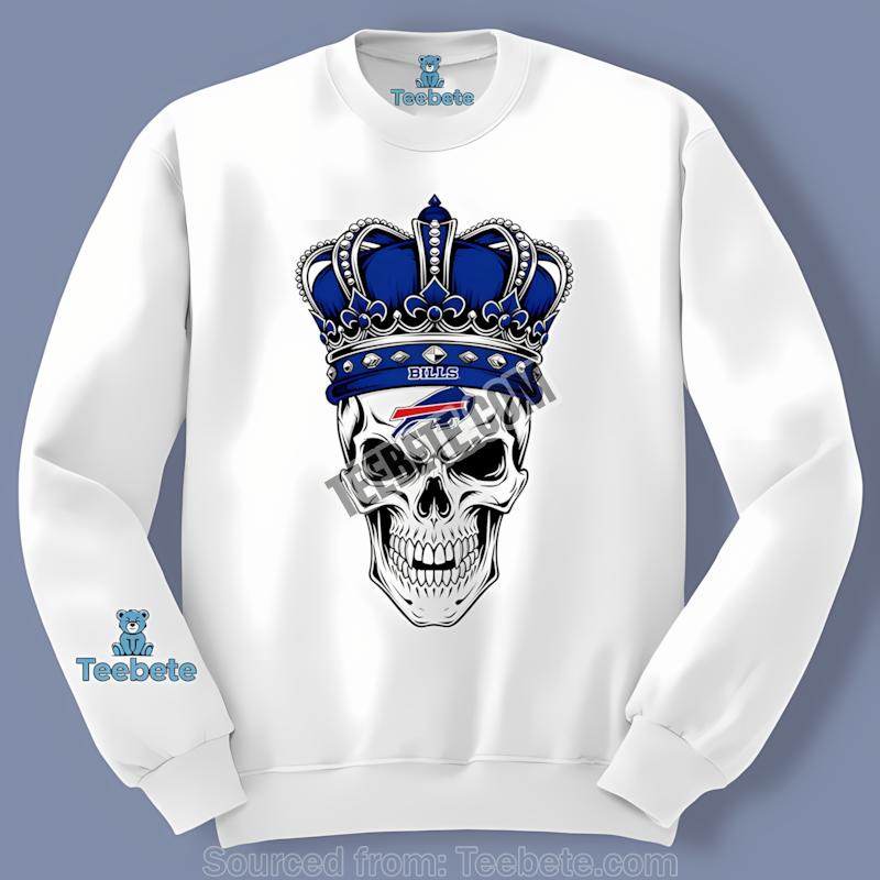 Buffalo Bills Skull Crown Dark Grunge Long Sleeve Buffalo Bills Skull Crown Dark Grunge Long Sleeve