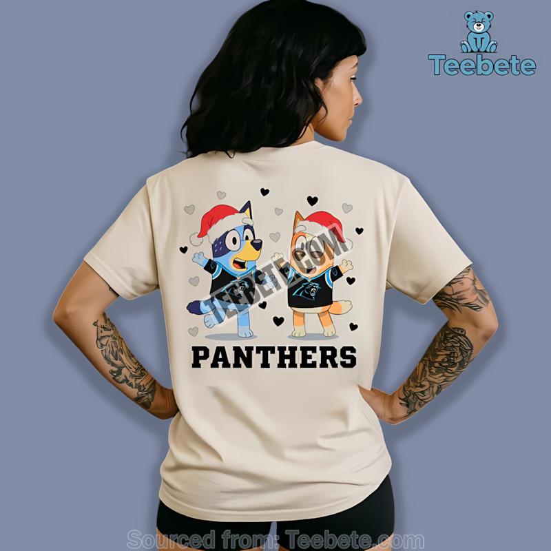 Carolina Panthers Bluey Bingo Dancing Christmas Shirt
