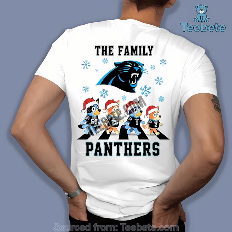 Carolina Panthers Bluey Family Snowflake Christmas Shirt