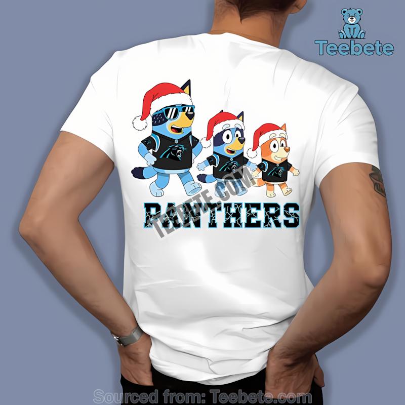 Carolina Panthers Bluey Parade Santa Hat Christmas Shirt