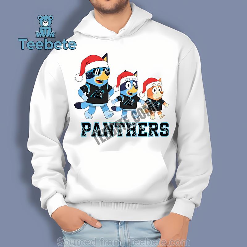 Carolina Panthers Bluey Parade Santa Hat Christmas Hoodie Carolina Panthers Bluey Parade Santa Hat Christmas Hoodie