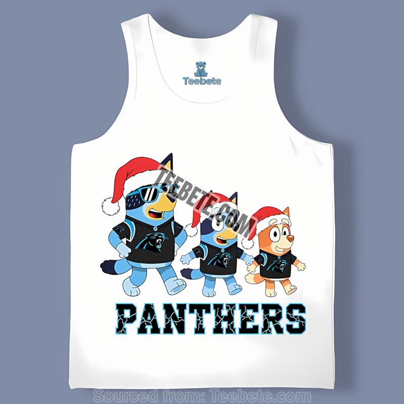Carolina Panthers Bluey Parade Santa Hat Christmas Tanktop Carolina Panthers Bluey Parade Santa Hat Christmas Tanktop
