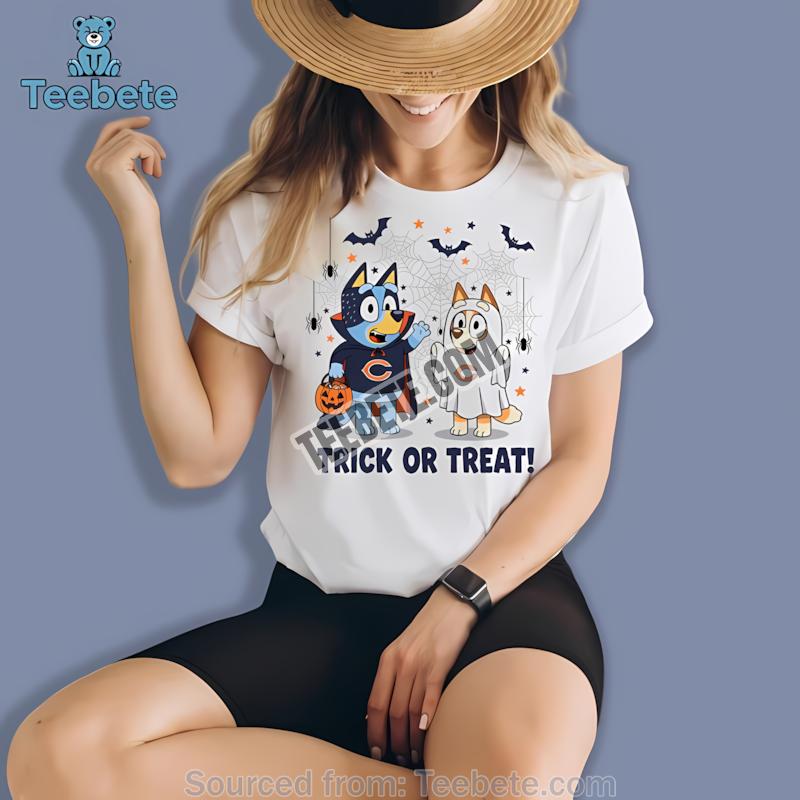 Chicago Bears Bluey And Bingo Holding Hands Shirt