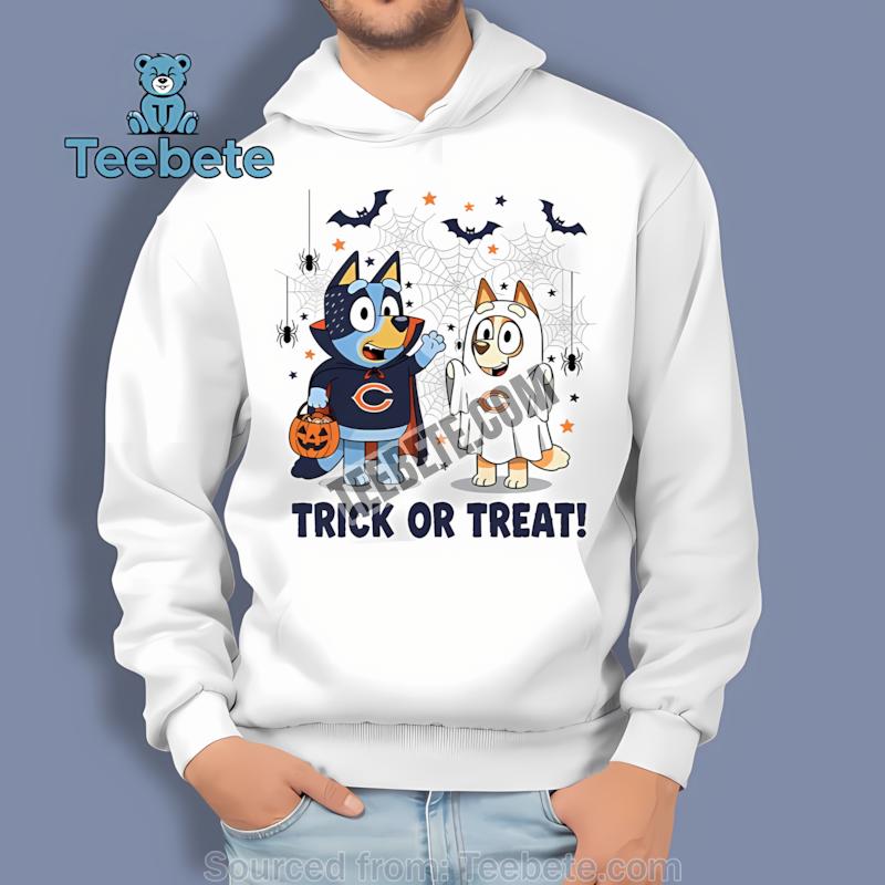 Chicago Bears Bluey Bingo Trick Or Treat Halloween Hoodie Chicago Bears Bluey Bingo Trick Or Treat Halloween Hoodie