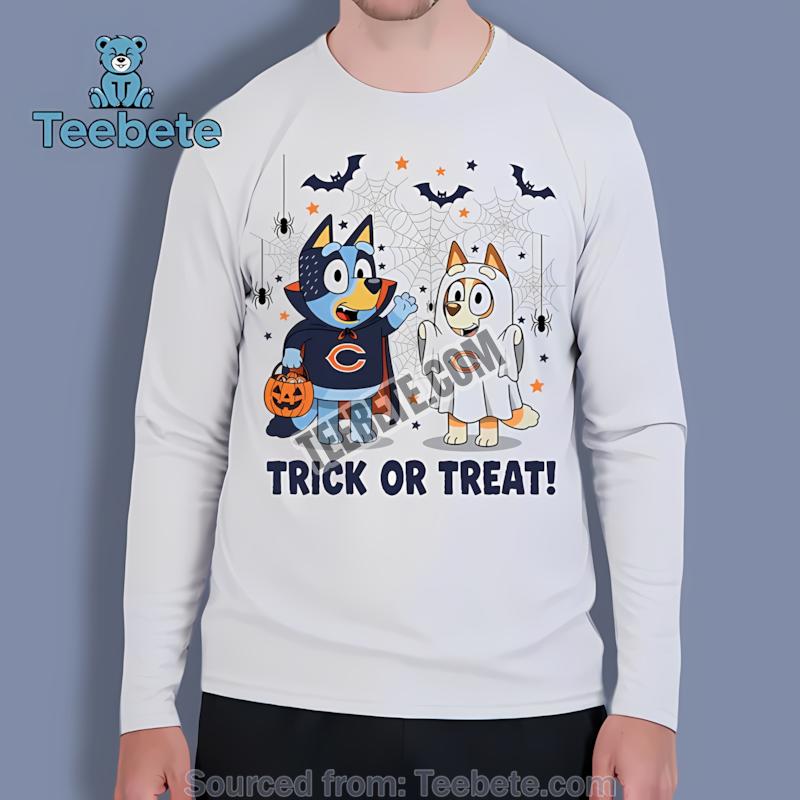 Chicago Bears Bluey Bingo Trick Or Treat Halloween Long Sleeve Chicago Bears Bluey Bingo Trick Or Treat Halloween Long Sleeve