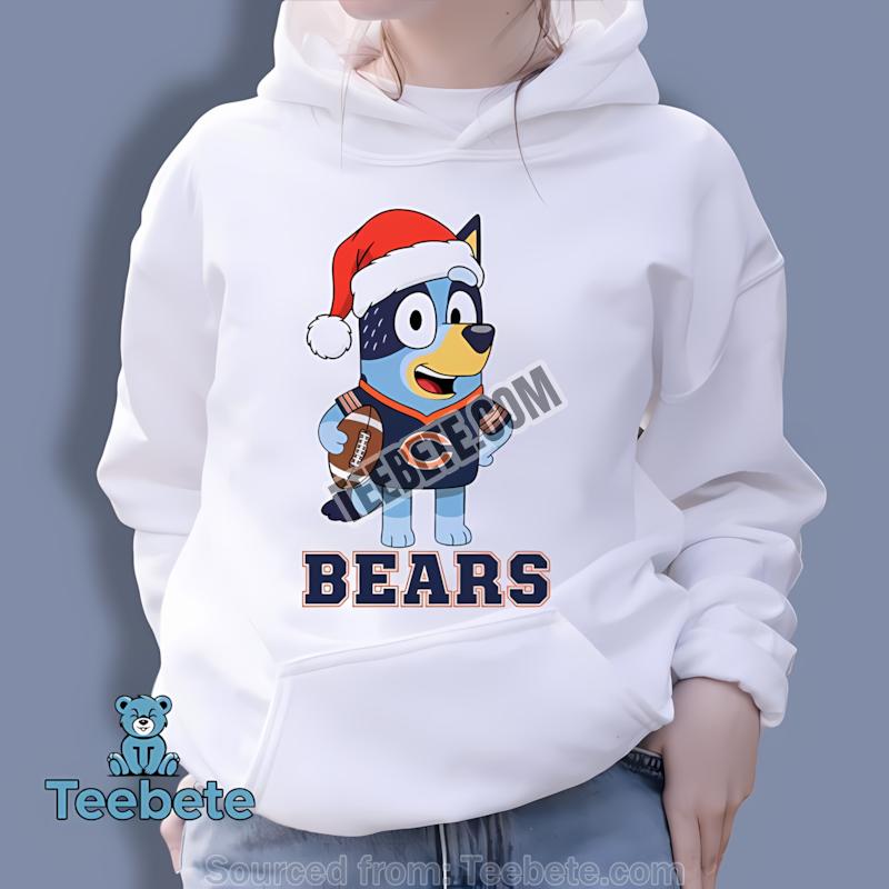 Chicago Bears Bluey Christmas Santa Hat Hoodie Chicago Bears Bluey Christmas Santa Hat Hoodie