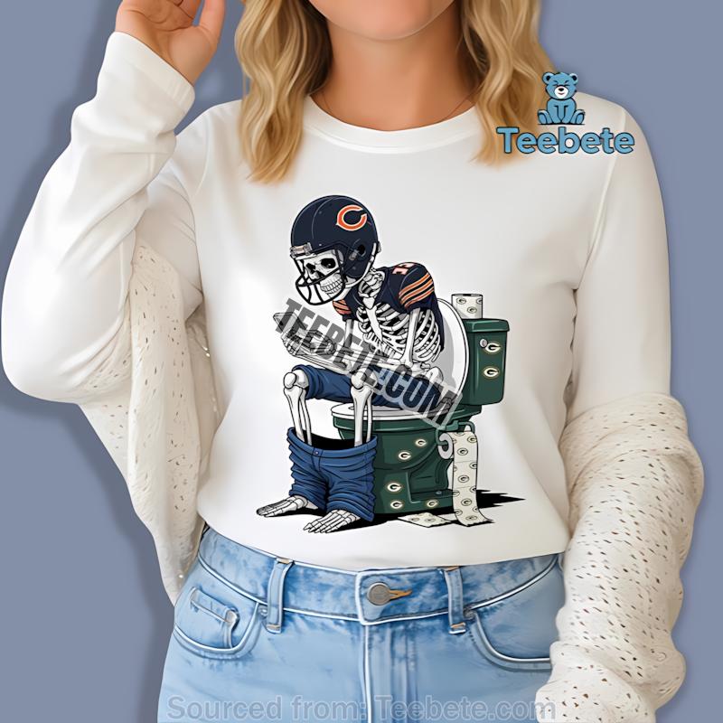 Chicago Bears Skeleton Toilet Green Bay Packers Rivalry Long Sleeve Chicago Bears Skeleton Toilet Green Bay Packers Rivalry Long Sleeve