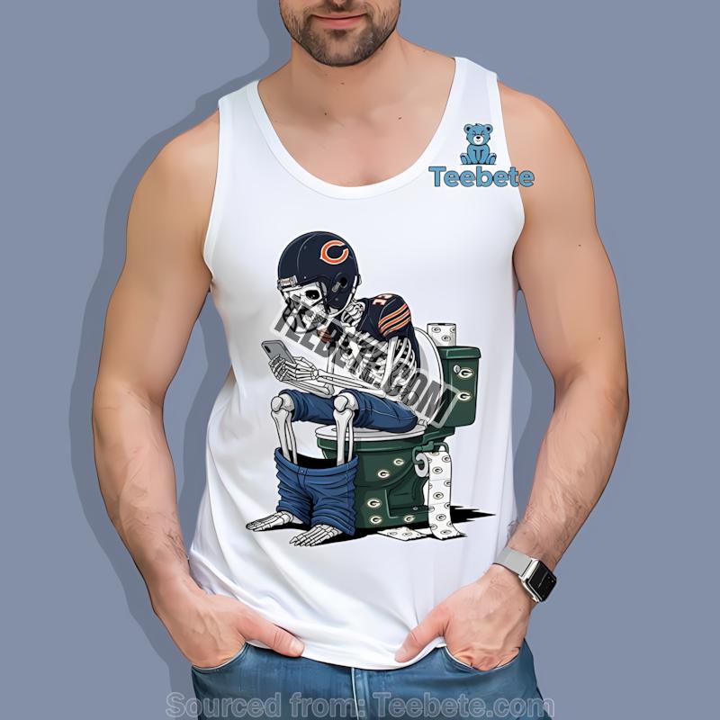 Chicago Bears Skeleton Toilet Green Bay Packers Rivalry Tanktop Chicago Bears Skeleton Toilet Green Bay Packers Rivalry Tanktop