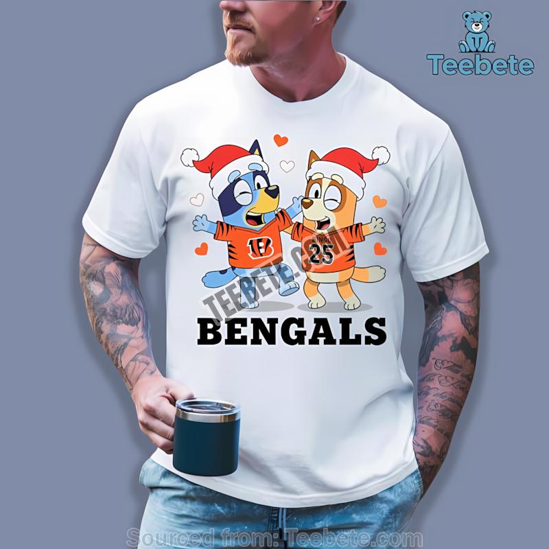 Cincinnati Bengals Bluey And Bingo Dancing Christmas Shirt