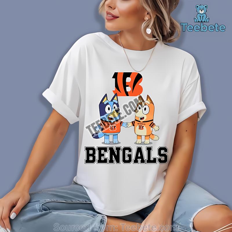 Cincinnati Bengals Bluey And Bingo Holding Hands Shirt