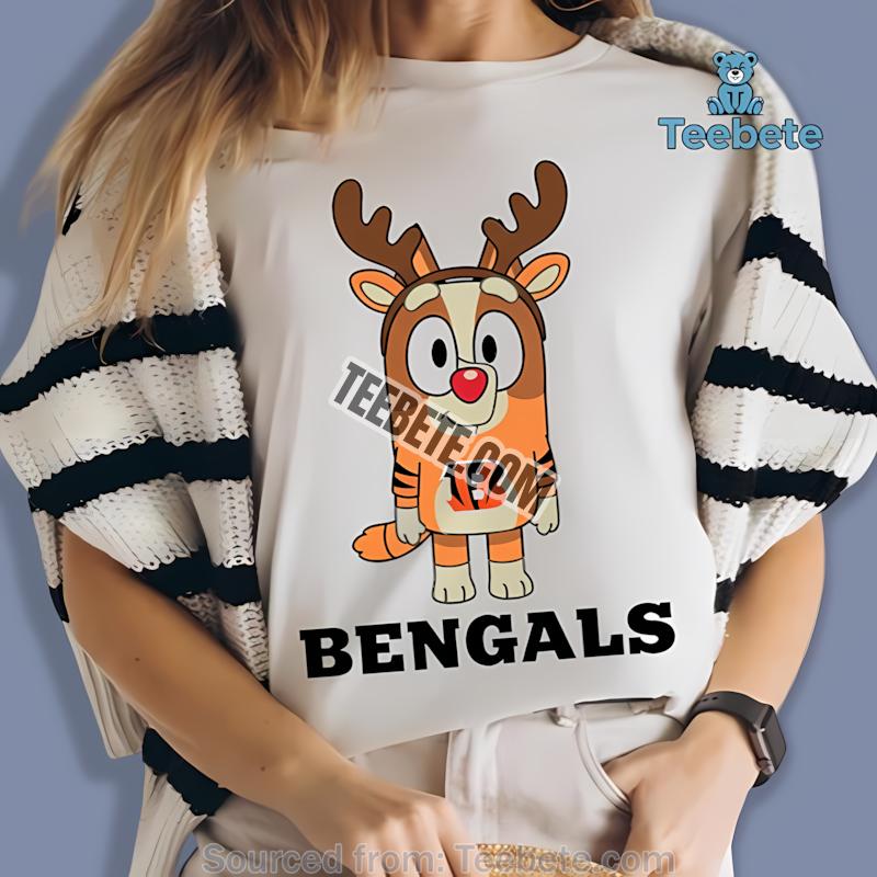 Cincinnati Bengals Bluey Bingo Reindeer Christmas Shirt