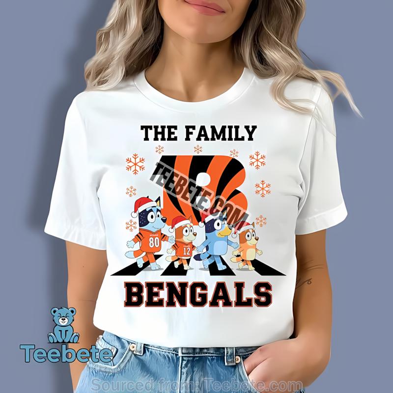Cincinnati Bengals Bluey Family Snowflake Christmas Shirt