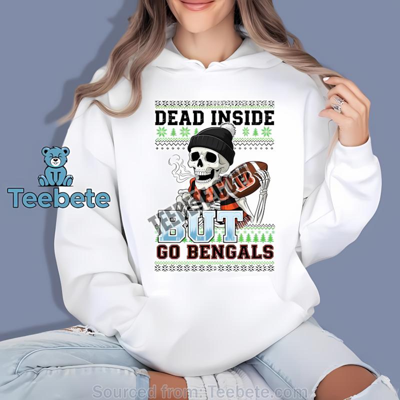 Cincinnati Bengals Dead Inside Christmas Skeleton Hoodie Cincinnati Bengals Dead Inside Christmas Skeleton Hoodie