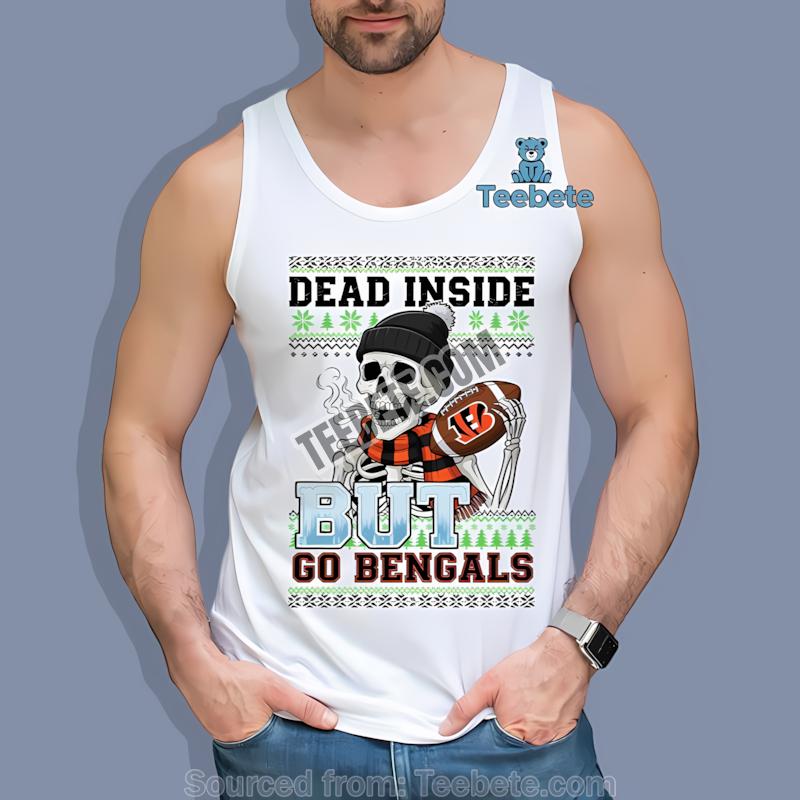 Cincinnati Bengals Dead Inside Christmas Skeleton Tanktop Cincinnati Bengals Dead Inside Christmas Skeleton Tanktop