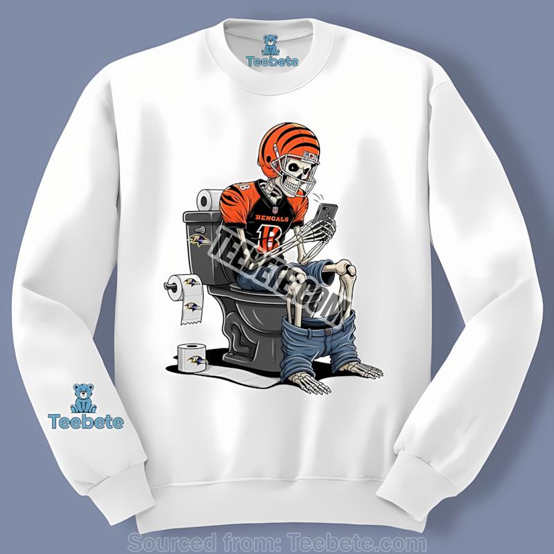 Cincinnati Bengals Skeleton Toilet Vs Ravens Long Sleeve Cincinnati Bengals Skeleton Toilet Vs Ravens Long Sleeve