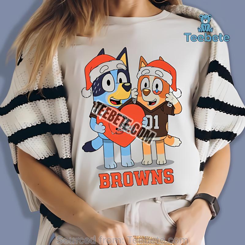 Cleveland Browns Bluey Bingo Holding Hands Mens Graphic Shirt