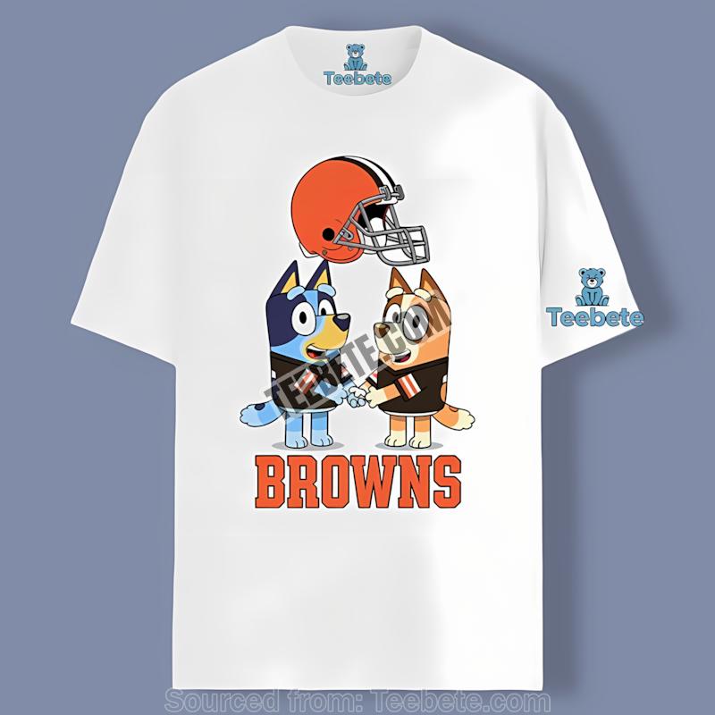 Cleveland Browns Bluey Bingo Holding Hands Mens Graphic Shirt