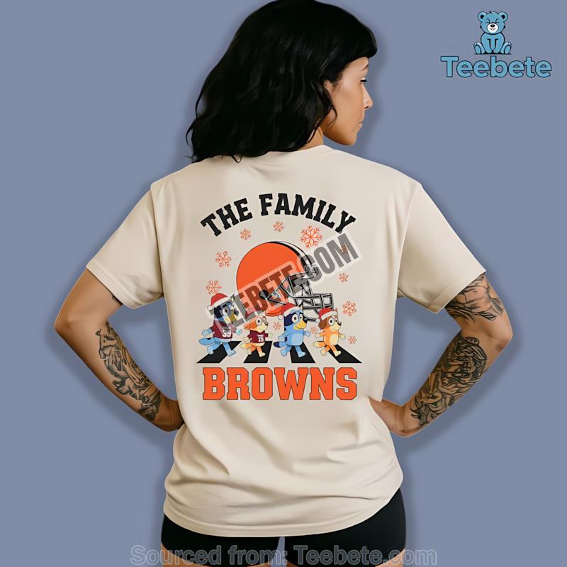 Cleveland Browns Bluey Family Snowflake Christmas Funny Shirt