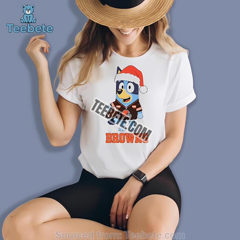 Cleveland Browns Bluey Santa Hat Christmas Womens Shirt