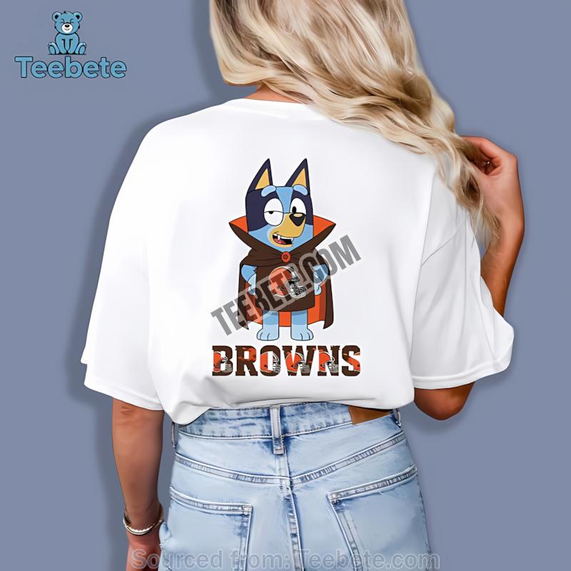 Cleveland Browns Bluey Vampire Halloween Color Print Shirt