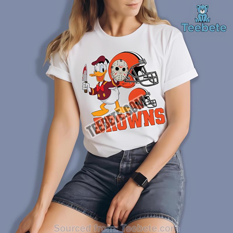 Cleveland Browns Donald Duck Jason Mask Halloween Statement Shirt