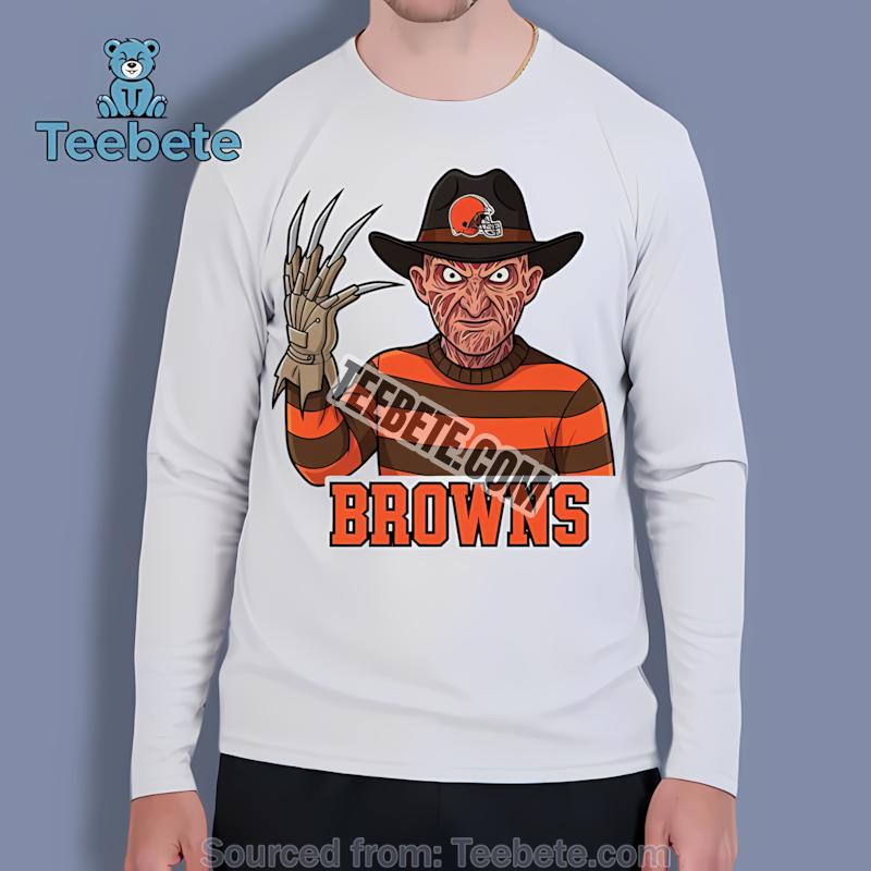 Cleveland Browns Freddy Krueger Halloween Printed Graphic Long Sleeve Cleveland Browns Freddy Krueger Halloween Printed Graphic Long Sleeve