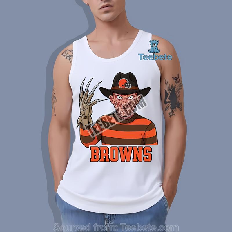 Cleveland Browns Freddy Krueger Halloween Printed Graphic Tanktop Cleveland Browns Freddy Krueger Halloween Printed Graphic Tanktop