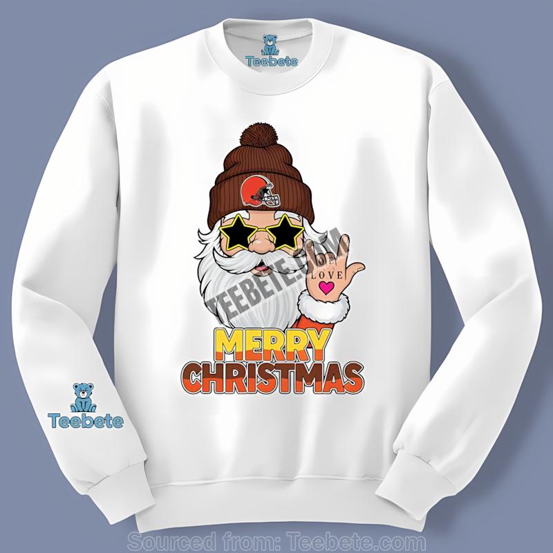 Cleveland Browns Rock Santa Merry Christmas Mens Graphic Long Sleeve Cleveland Browns Rock Santa Merry Christmas Mens Graphic Long Sleeve