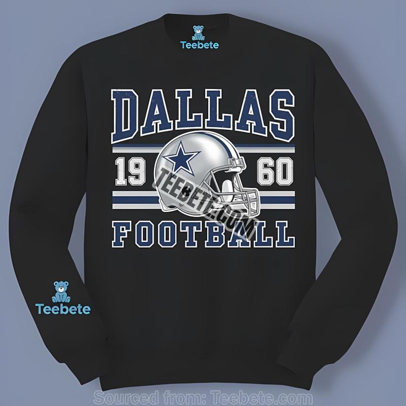Dallas Cowboys 1960 Silver Helmet Football Logo Long Sleeve Dallas Cowboys 1960 Silver Helmet Football Logo Long Sleeve