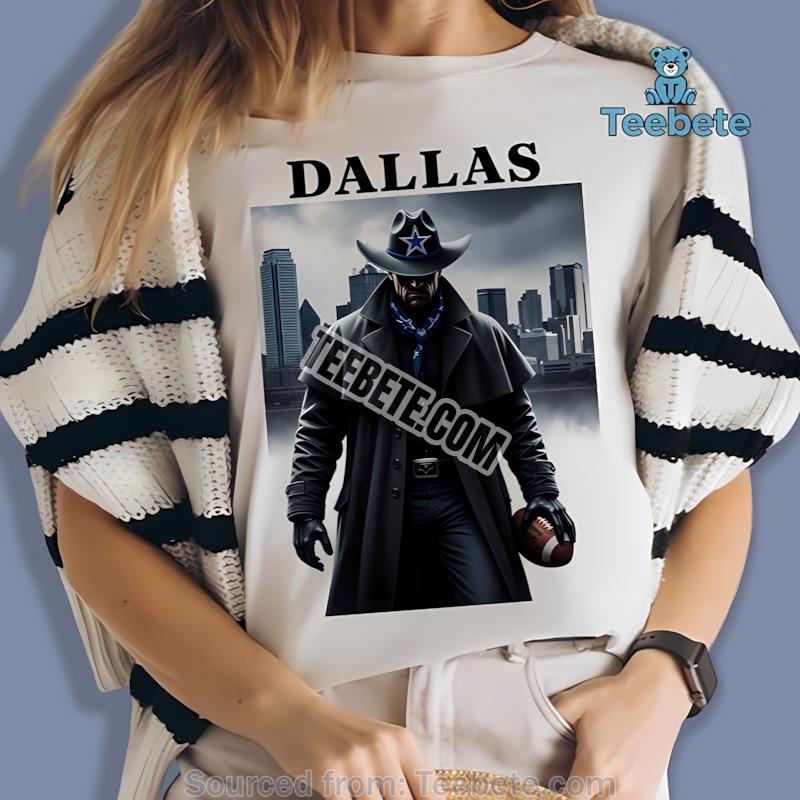 Dallas Cowboys Dark Cowboy Football City Skyline Artwork Shirt