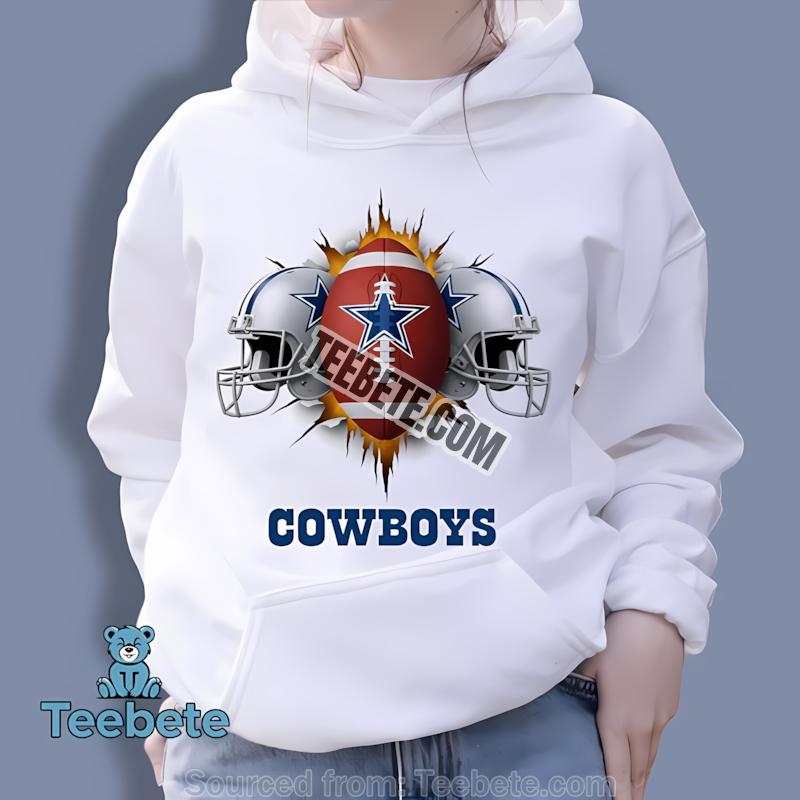 Dallas Cowboys Helmet And Football Burst Through Star Logo Hoodie Dallas Cowboys Helmet And Football Burst Through Star Logo Hoodie